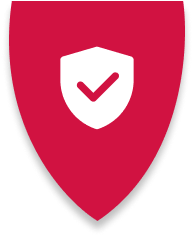 A red shield with a check mark inside it.